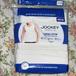 Jockey Essentials Men's White Cotton Tanks - 3 Pack